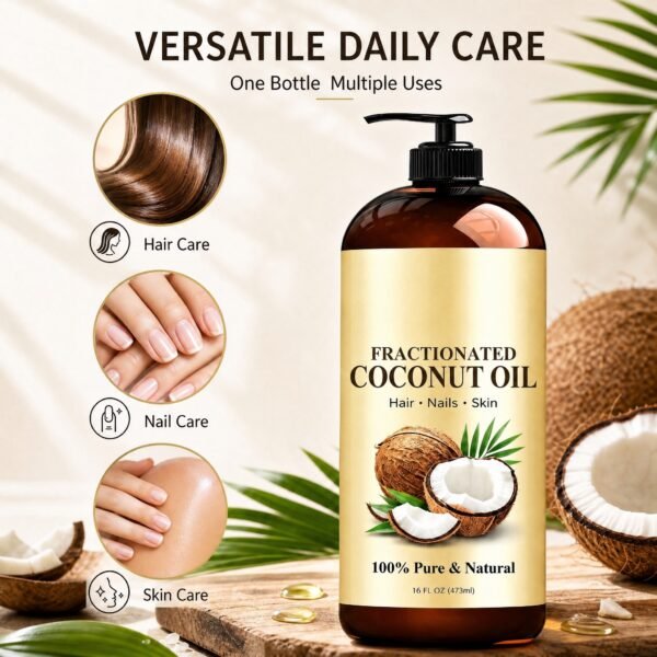 Fractionated Coconut Oil for Face, Body and Hair – 473ml