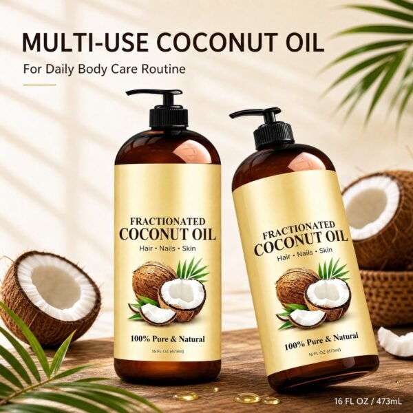 Fractionated Coconut Oil for Face, Body and Hair – 473ml