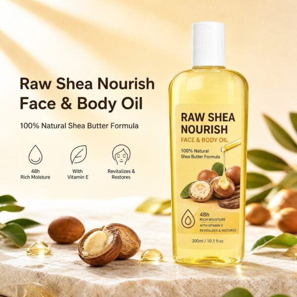 Raw Shea Face and Body Oil with Vitamin E – 300ml