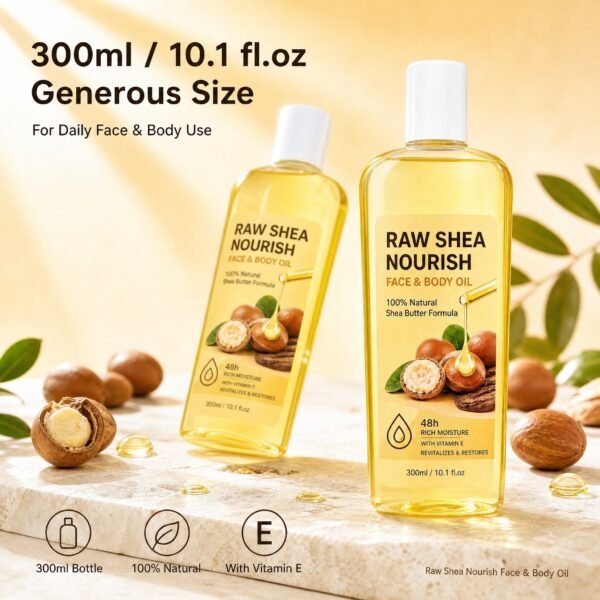 Raw Shea Face and Body Oil with Vitamin E – 300ml
