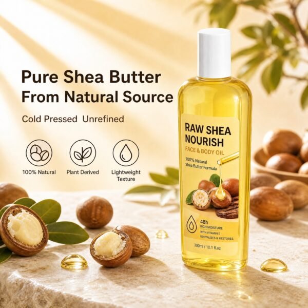Raw Shea Face and Body Oil with Vitamin E – 300ml